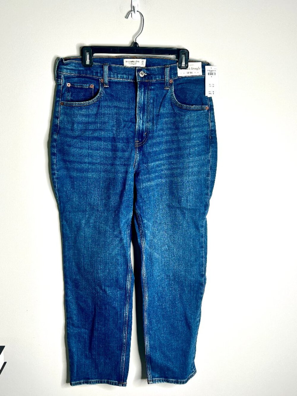 Abercrombie & Fitch The Ankle Straight Ultra High-Rise Dark Wash Jeans 32 NWT